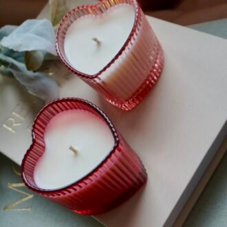 Lumânare recipient sticlă inimă