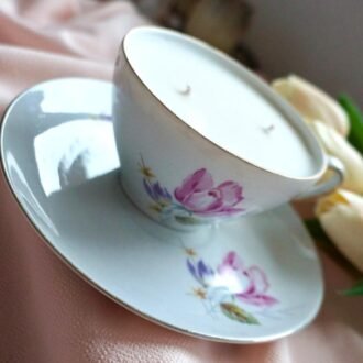 Lumânare ceșcuță cu farfurie